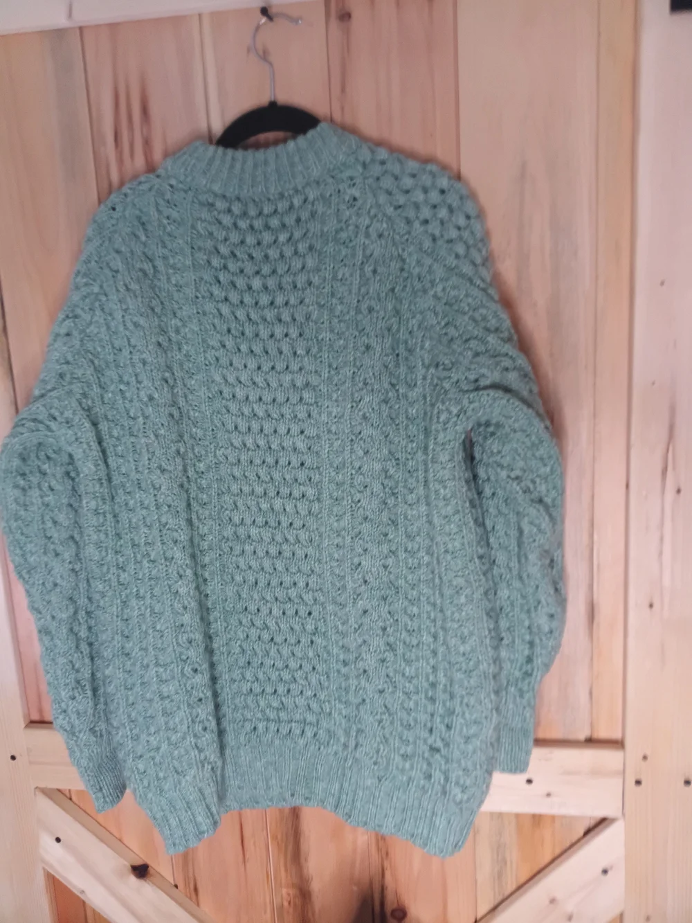 Glen Colums Kille Men's Fishermen Cable Knit Wool Sweater - Sage Green Large